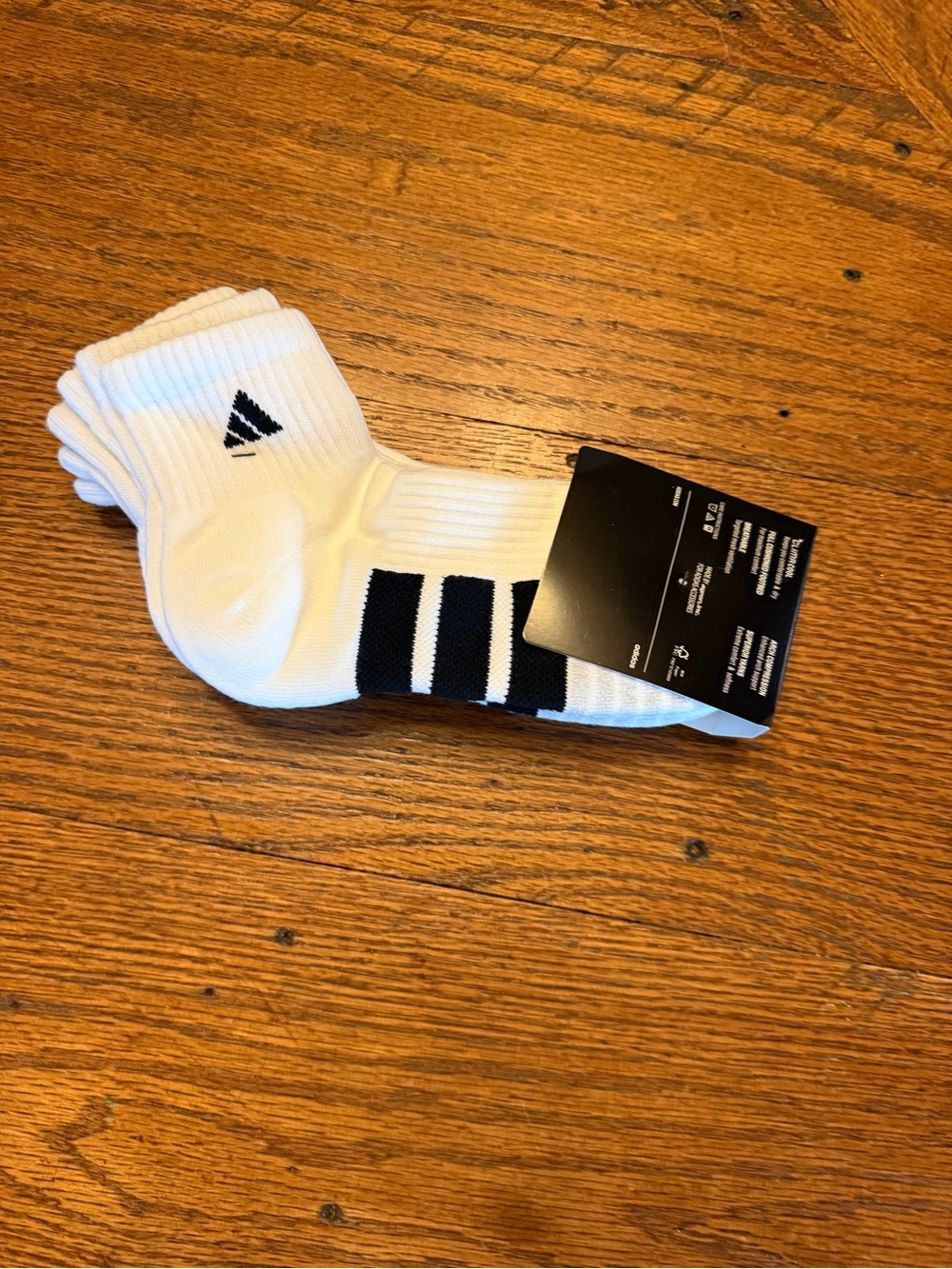 adidas White Crew Athletic Socks with Black Stripe Accents Sz 6-12